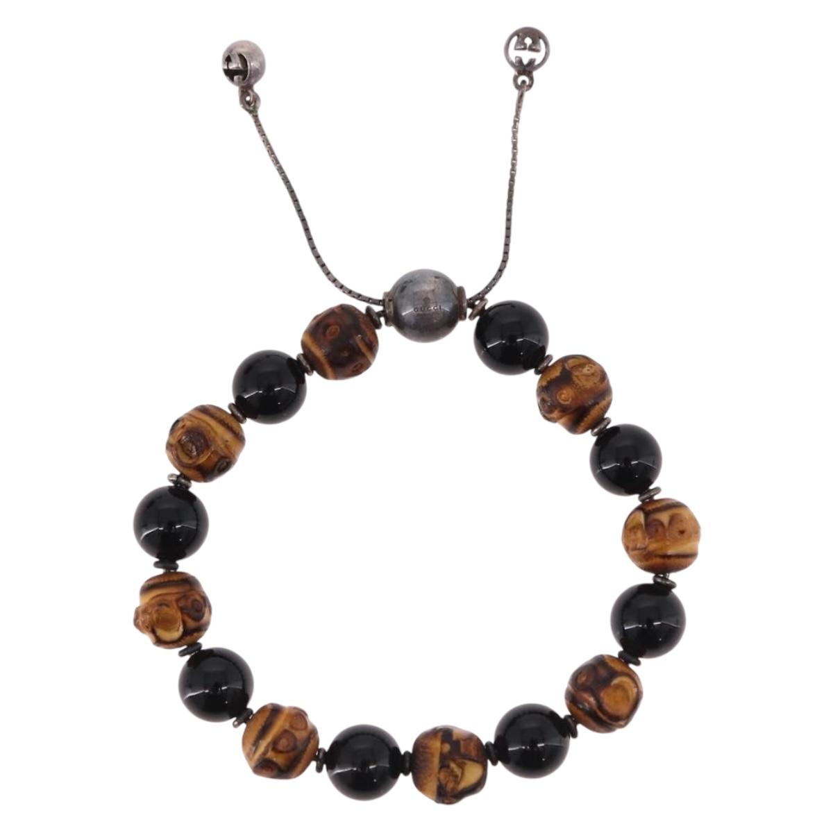 GUCCI Beads Bracelet Metal Multicolor Silver Auth SW2659M