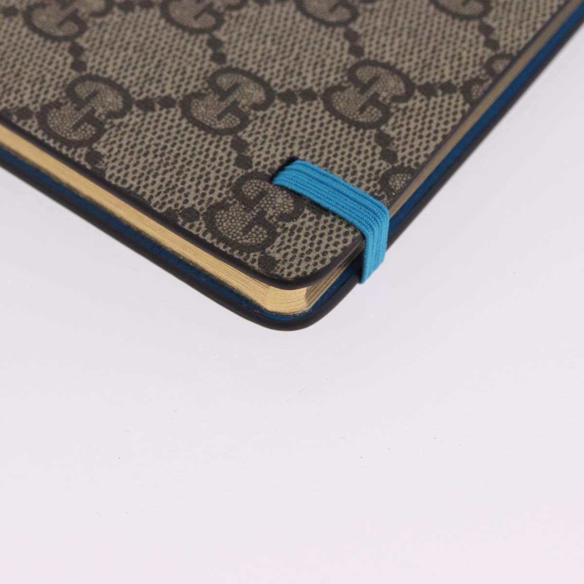 GUCCI GG Supreme Disney Donald Duck Note Book Leather Beige Blue Auth SW2661M