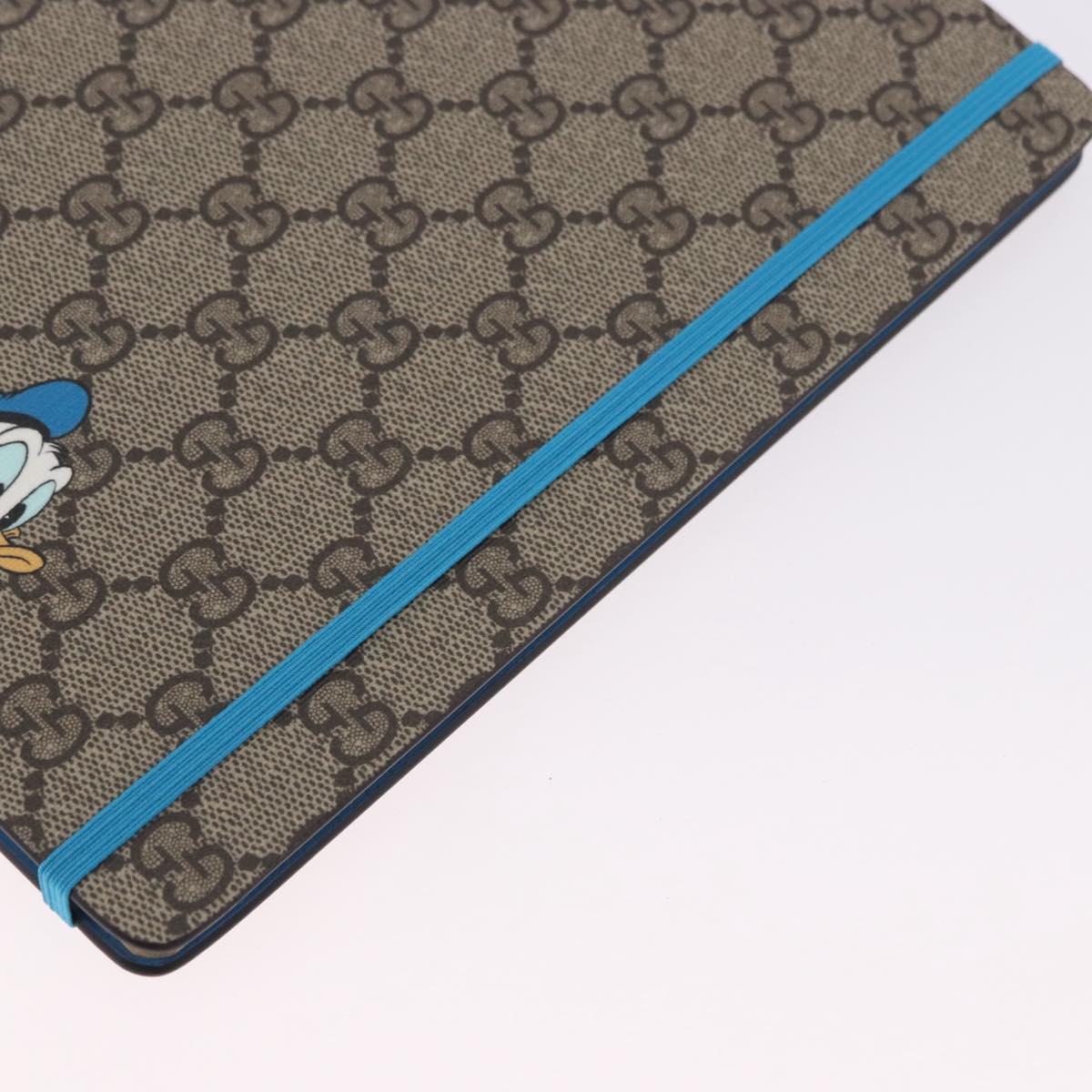 GUCCI GG Supreme Disney Donald Duck Note Book Leather Beige Blue Auth SW2661M