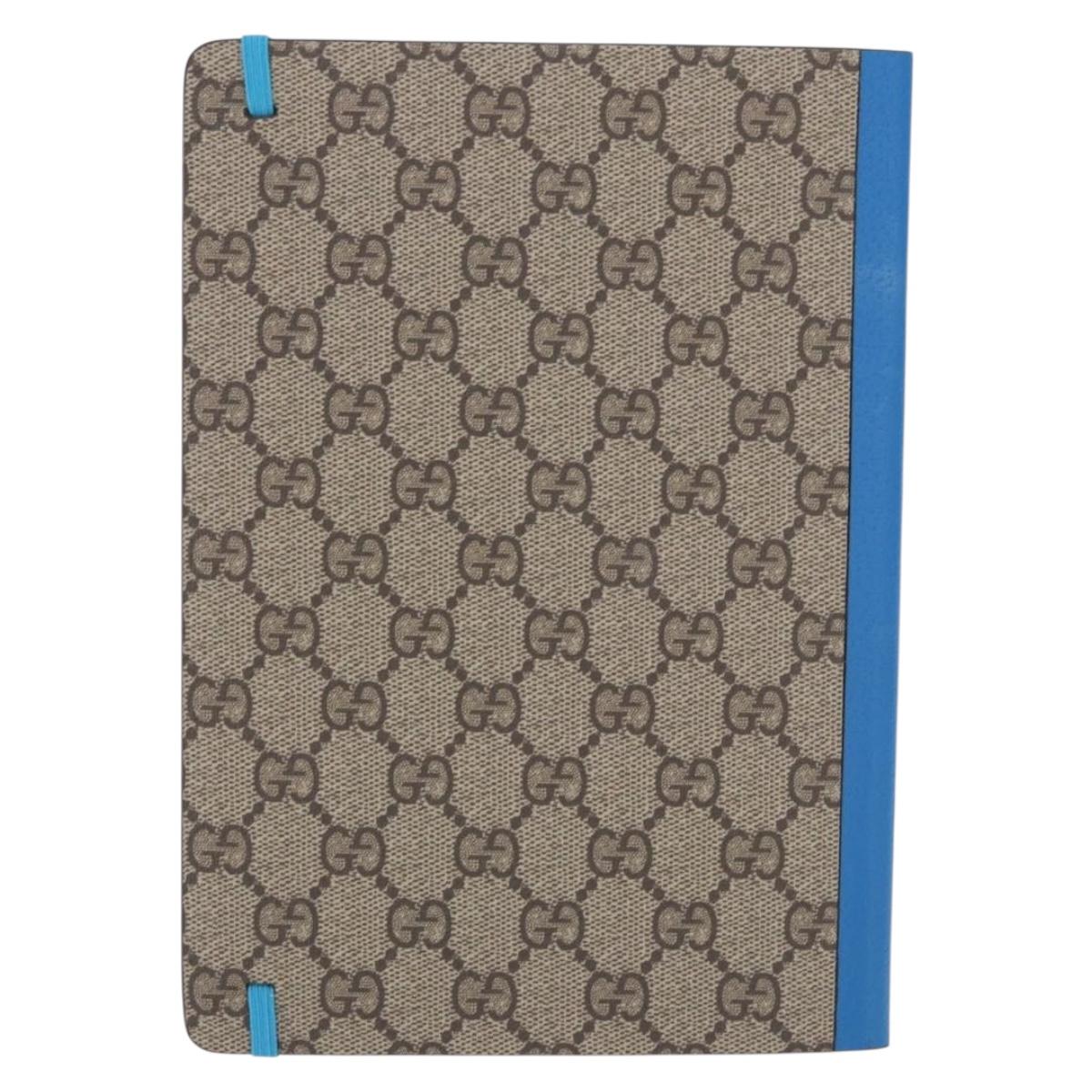 GUCCI GG Supreme Disney Donald Duck Note Book Leather Beige Blue Auth SW2661M