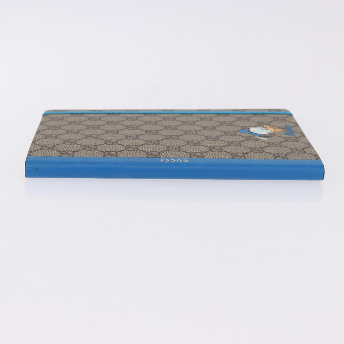 GUCCI GG Supreme Disney Donald Duck Note Book Leather Beige Blue Auth SW2661M
