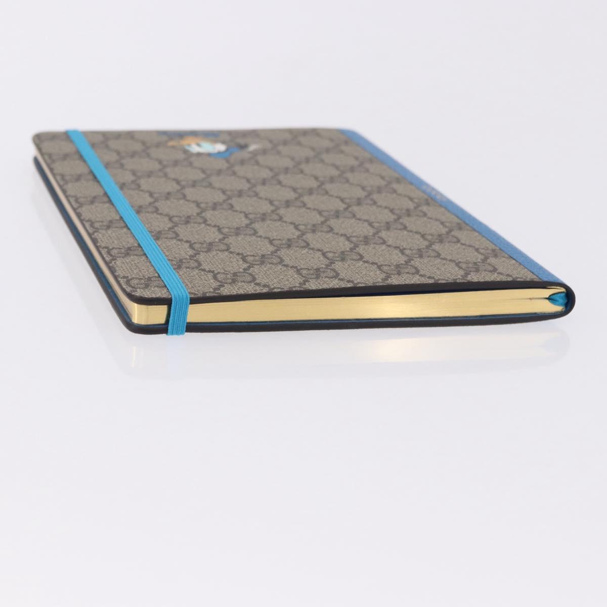 GUCCI GG Supreme Disney Donald Duck Note Book Leather Beige Blue Auth SW2661M