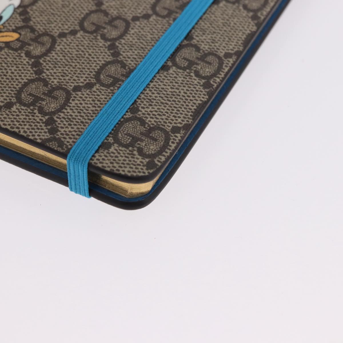 GUCCI GG Supreme Disney Donald Duck Note Book Leather Beige Blue Auth SW2661M