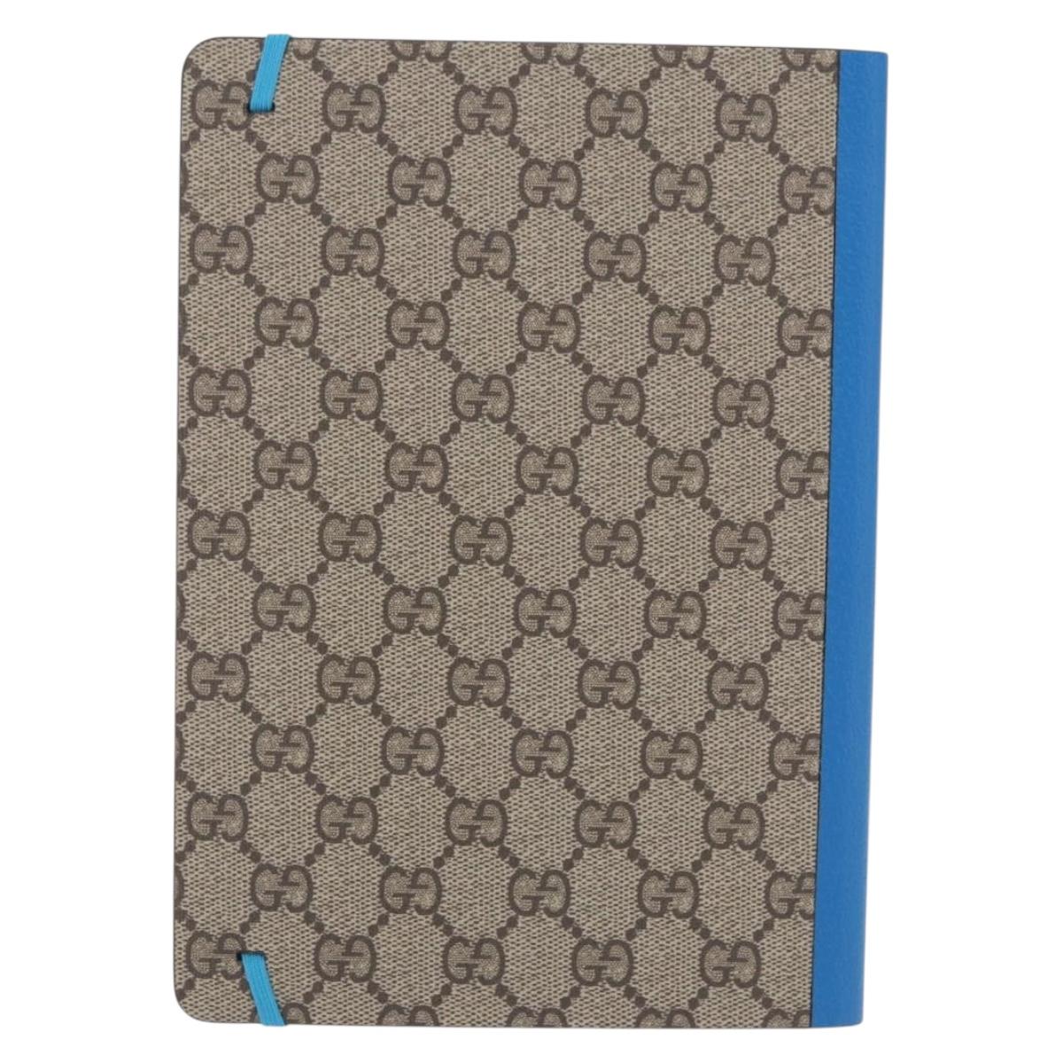 GUCCI GG Supreme Disney Donald Duck Note Book Leather Beige Blue Auth SW2662M