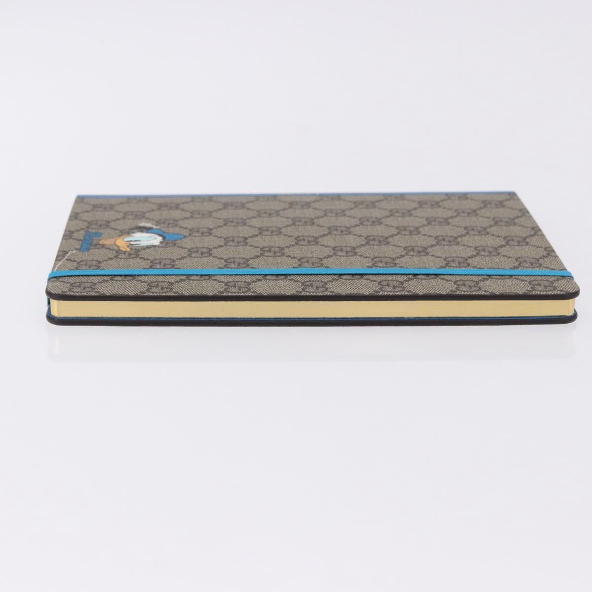 GUCCI GG Supreme Disney Donald Duck Note Book Leather Beige Blue Auth SW2662M
