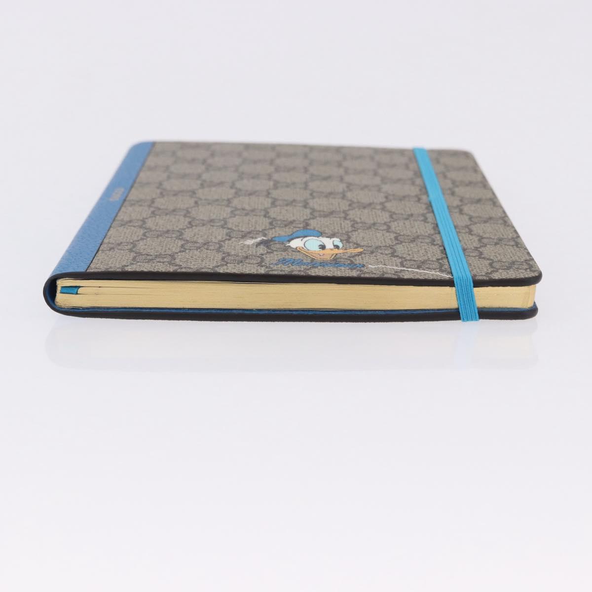 GUCCI GG Supreme Disney Donald Duck Note Book Leather Beige Blue Auth SW2662M