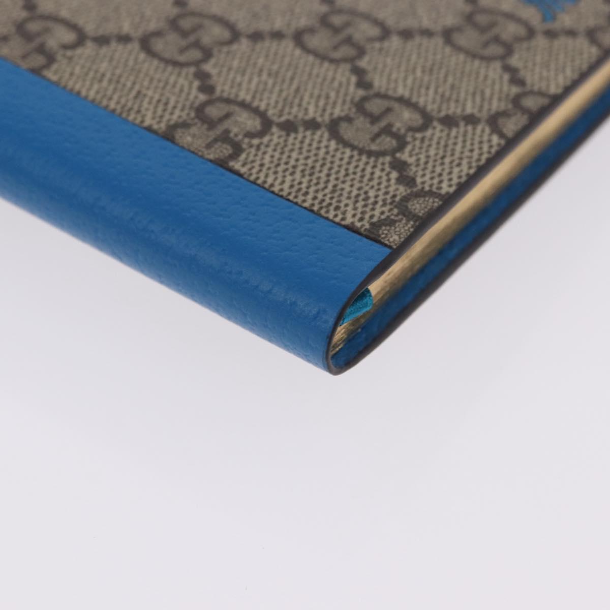 GUCCI GG Supreme Disney Donald Duck Note Book Leather Beige Blue Auth SW2662M
