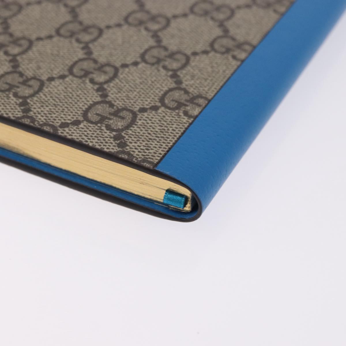 GUCCI GG Supreme Disney Donald Duck Note Book Leather Beige Blue Auth SW2663M