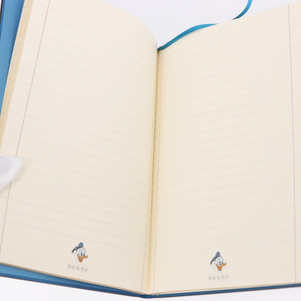 GUCCI GG Supreme Disney Donald Duck Note Book Leather Beige Blue Auth SW2663M