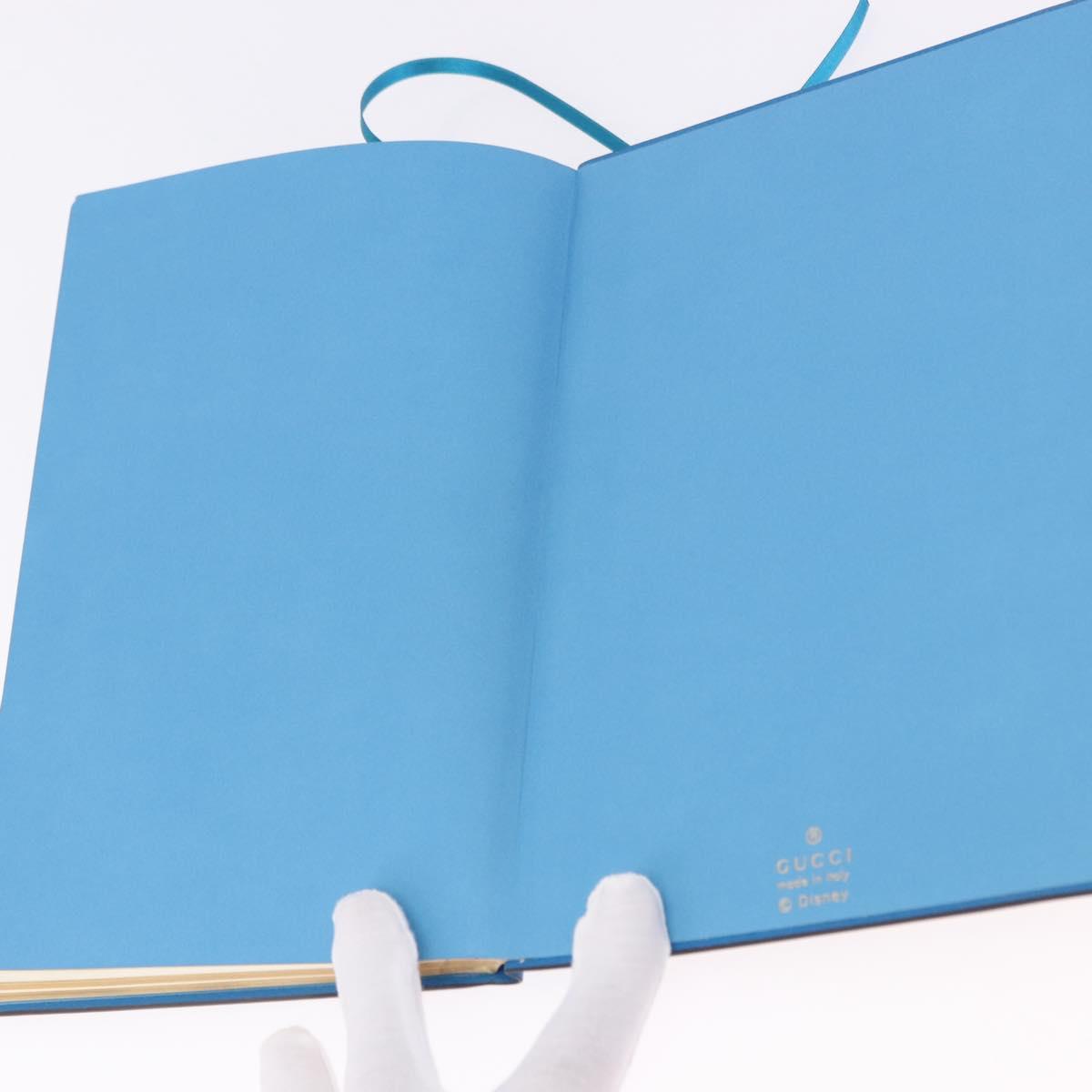 GUCCI GG Supreme Disney Donald Duck Note Book Leather Beige Blue Auth SW2663M