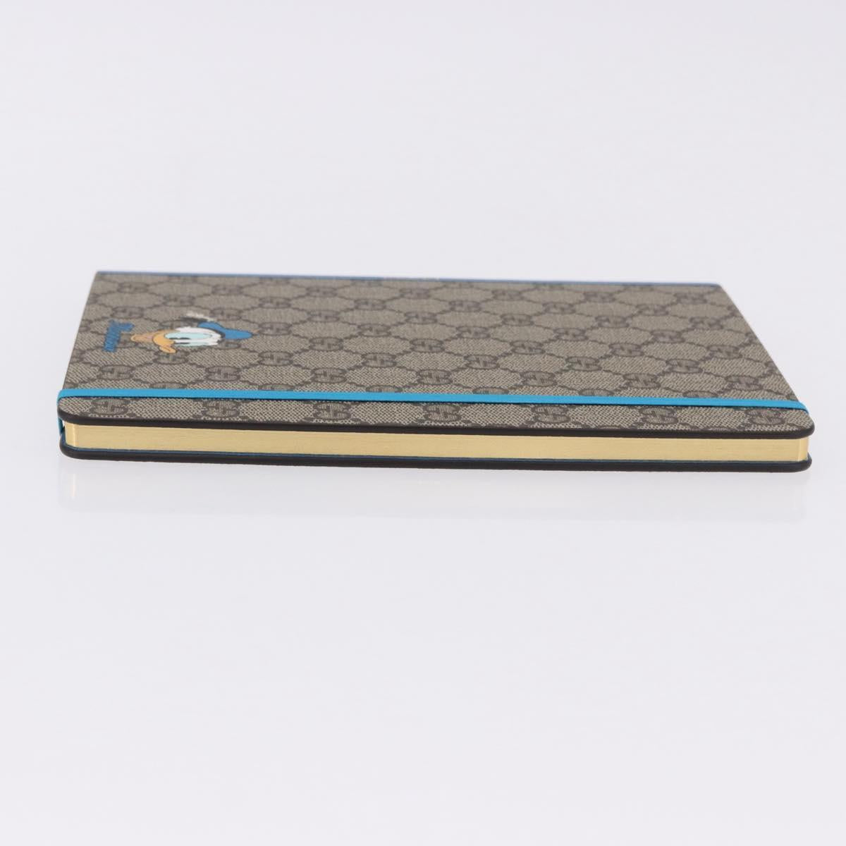 GUCCI GG Supreme Disney Donald Duck Note Book Leather Beige Blue Auth SW2663M
