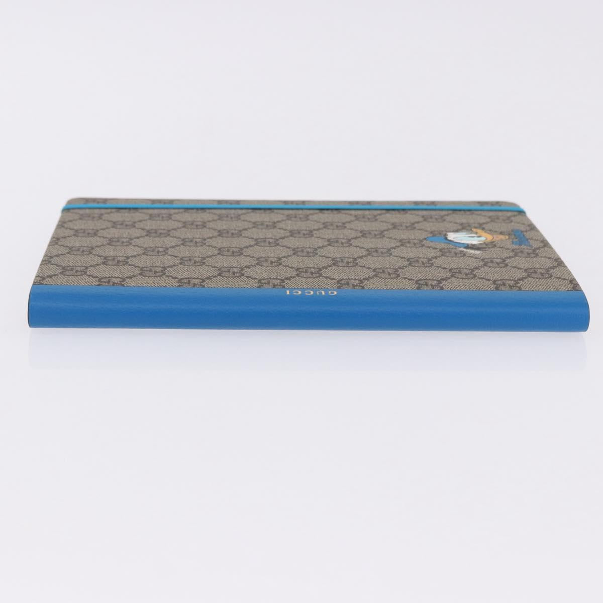GUCCI GG Supreme Disney Donald Duck Note Book Leather Beige Blue Auth SW2663M