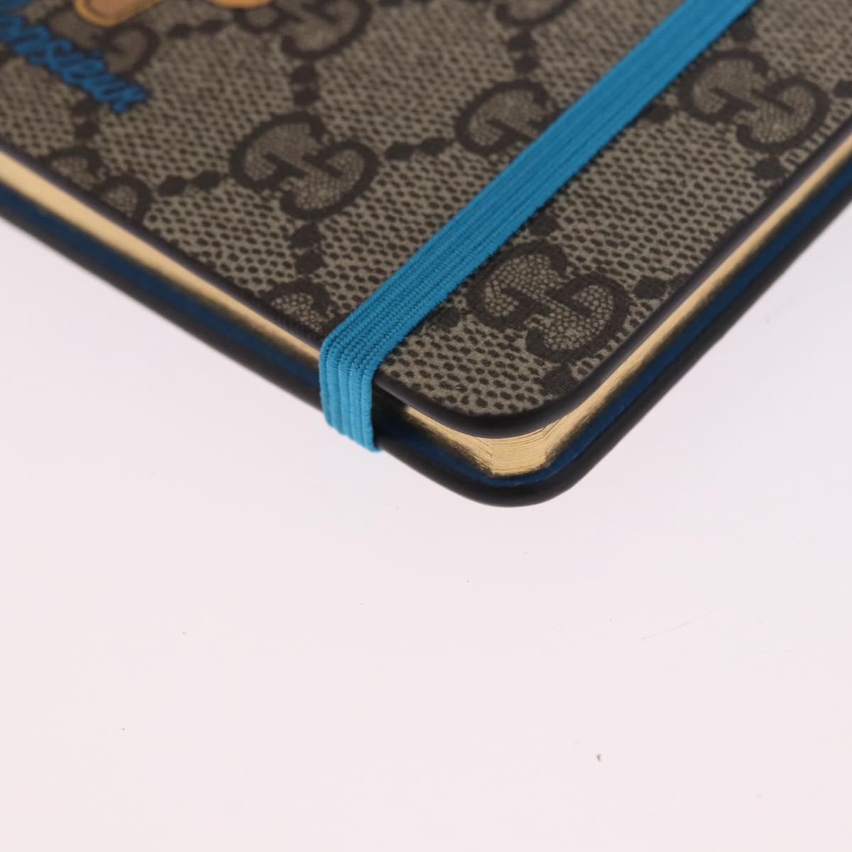 GUCCI GG Supreme Disney Donald Duck Note Book Leather Beige Blue Auth SW2663M