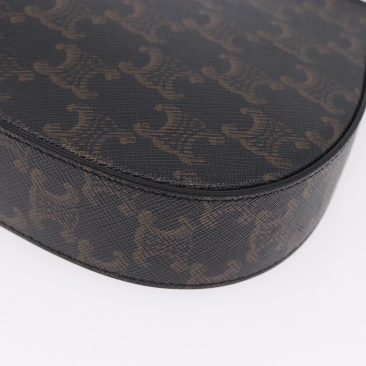 CELINE Triomphe Medium Tilley Bag Shoulder Bag PVC Black Auth SW2664SAM