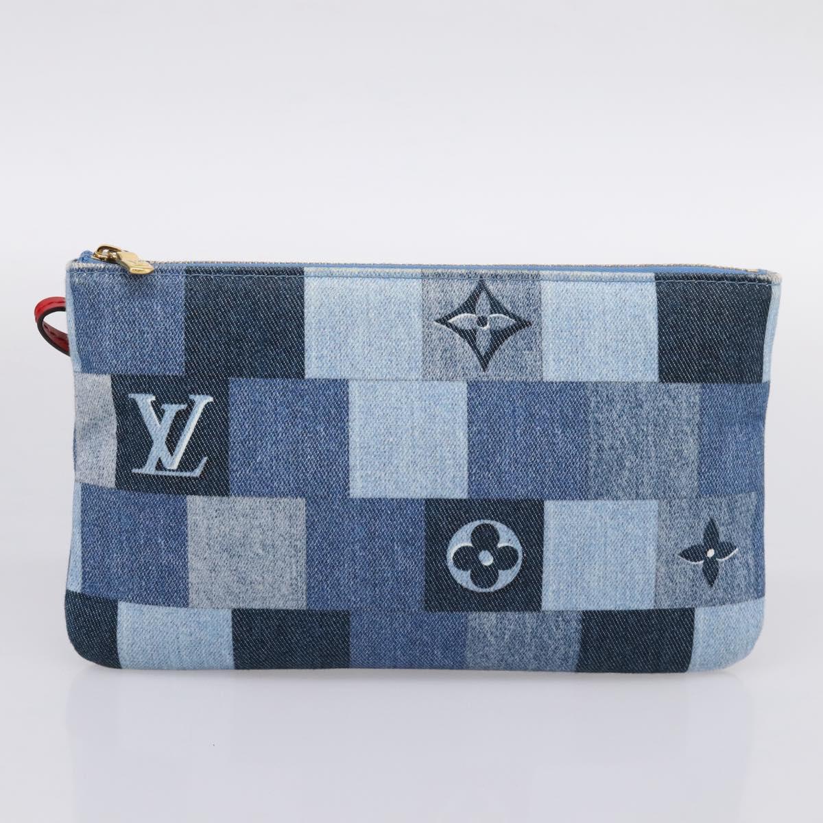 LOUIS VUITTON Monogram Denim Neverfull MM Tote Bag Blue M44981 LV Auth SW2668SM