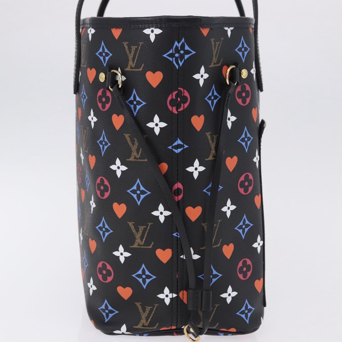 LOUIS VUITTON Monogram Game On Neverfull MM Tote Bag Black M57483 Auth SW2669SM