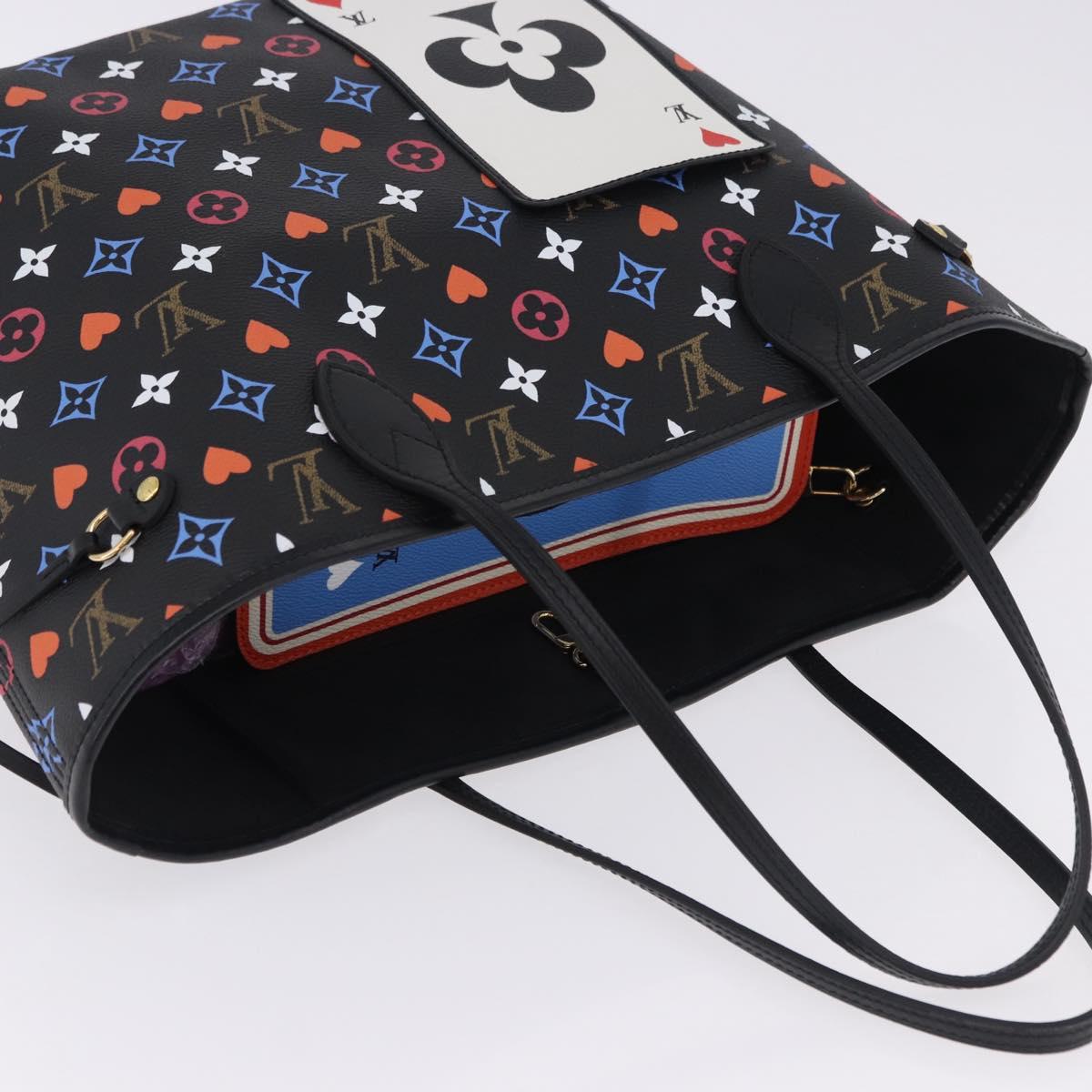 LOUIS VUITTON Monogram Game On Neverfull MM Tote Bag Black M57483 Auth SW2669SM