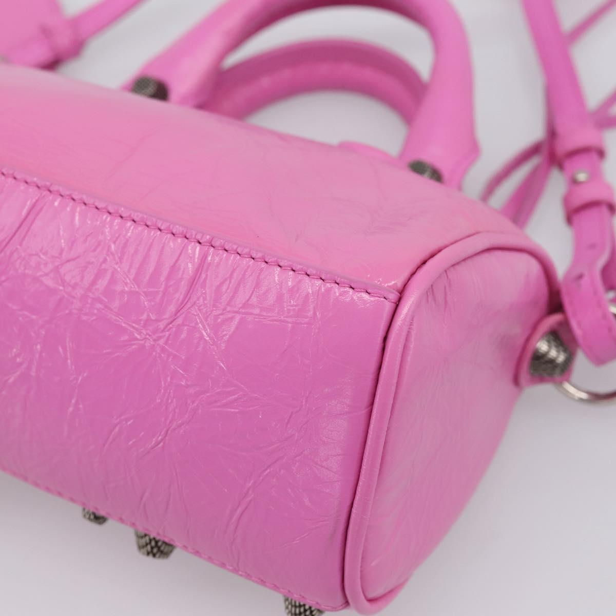 BALENCIAGA Le Cagole Nano Duffel Bag Leather 2way Pink 792599 Auth SW2670SAM