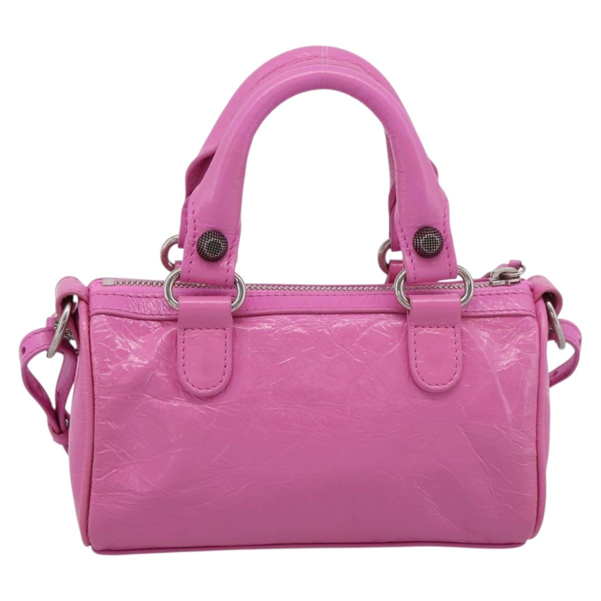BALENCIAGA Le Cagole Nano Duffel Bag Leather 2way Pink 792599 Auth SW2670SAM