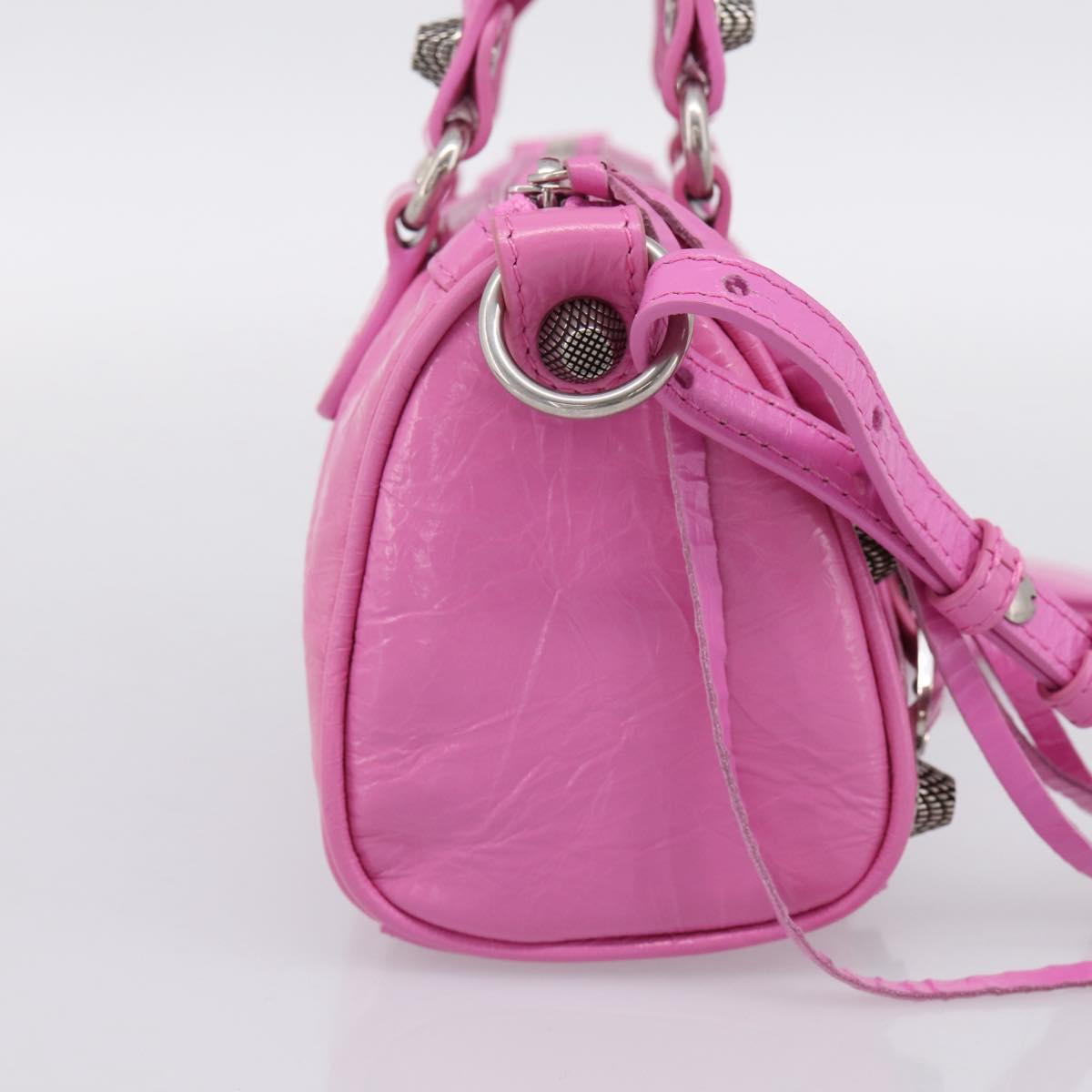 BALENCIAGA Le Cagole Nano Duffel Bag Leather 2way Pink 792599 Auth SW2670SAM