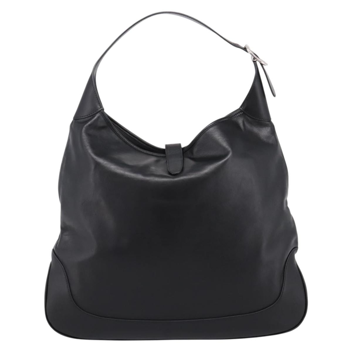 GUCCI Jackie Shoulder Bag Leather 2way Black Silver 764202 Auth SW2671SAM