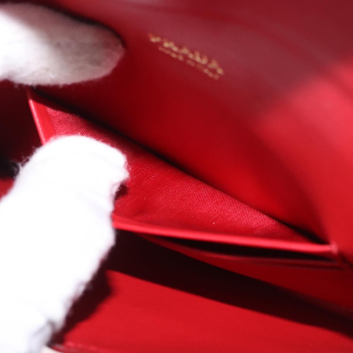 PRADA Chain Wallet Pouch Safifano Red Gold Tone Auth SW2674V