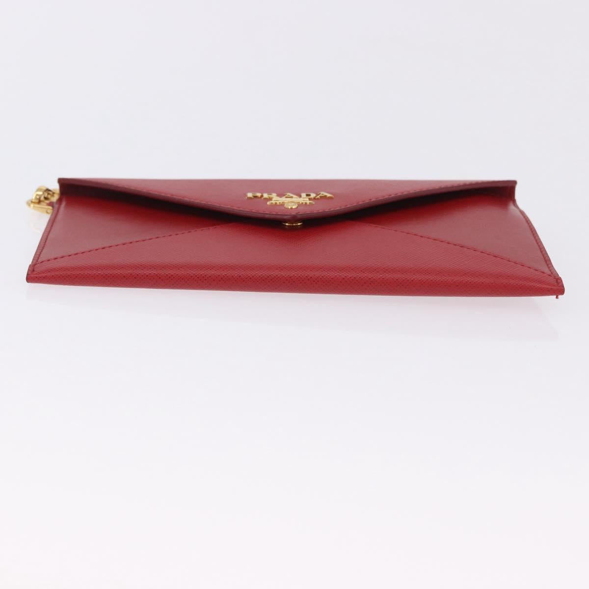 PRADA Chain Wallet Pouch Safifano Red Gold Tone Auth SW2674V