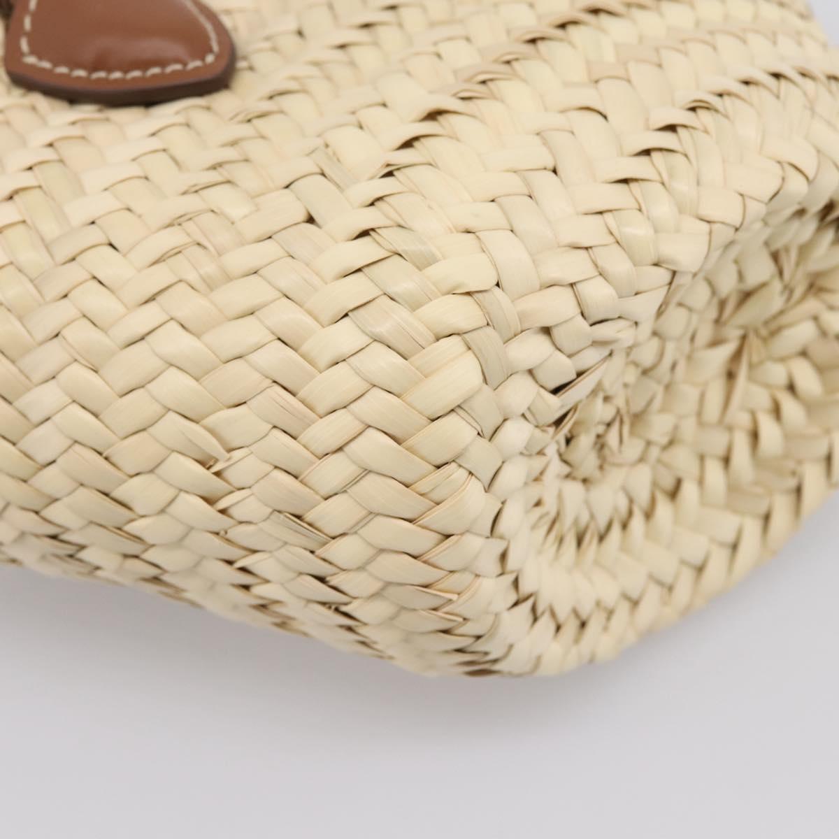 Miu Miu Woven Fabric Hand Bag Raffia 2way Beige Gold Auth SW2677SAM