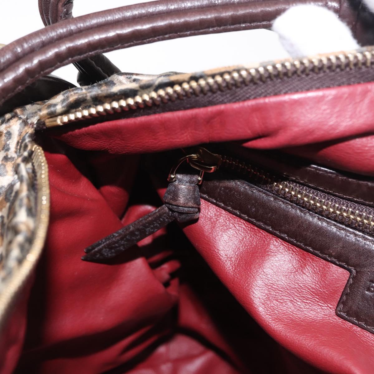 BOTTEGAVENETA Shoulder Bag Satin Brown Gold Tone Auth SW2678V
