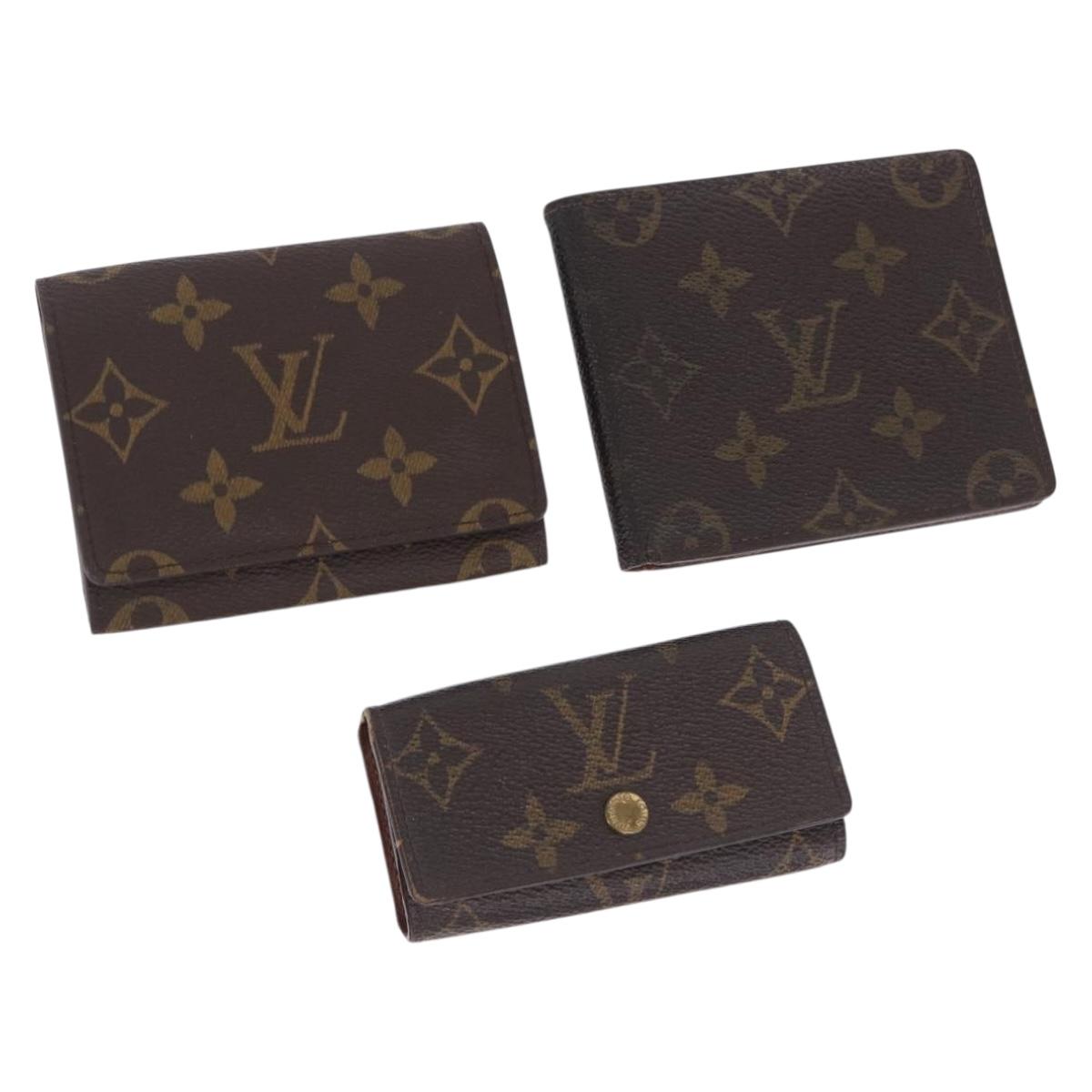 LOUIS VUITTON Monogram Key Case Card Case 3 Set LV Auth SW2685
