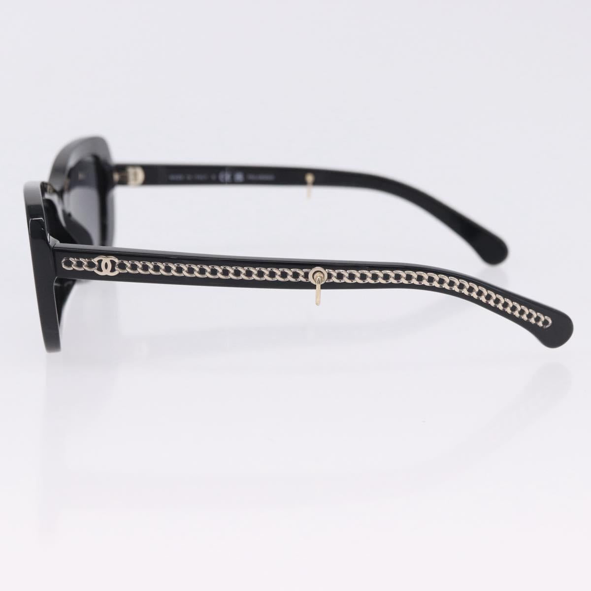 CHANEL COCO Mark Chain Rectangle Shape Sunglasses plastic CC Auth SW2687SAM