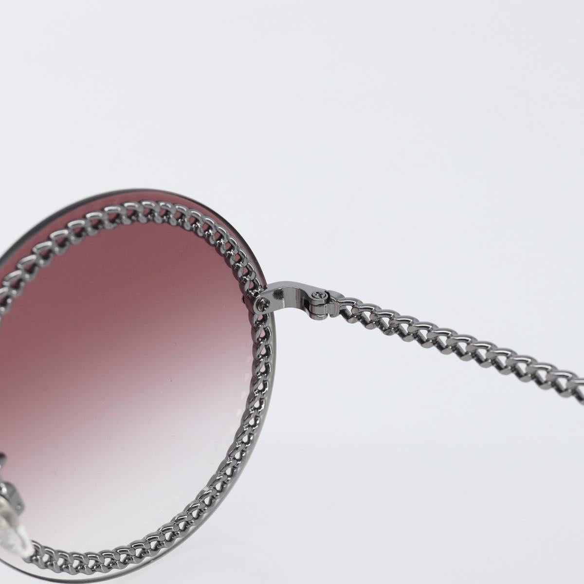 CHANEL COCO Mark Pearl Triple Chain Gradient Sunglasses plastic Wine Red Silver CC Auth SW2690M