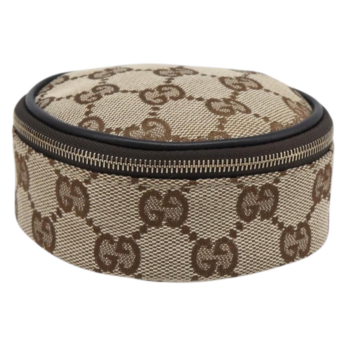 GUCCI GG Canvas Jewelry Case Beige Gold Tone 212247 Auth SW2691V