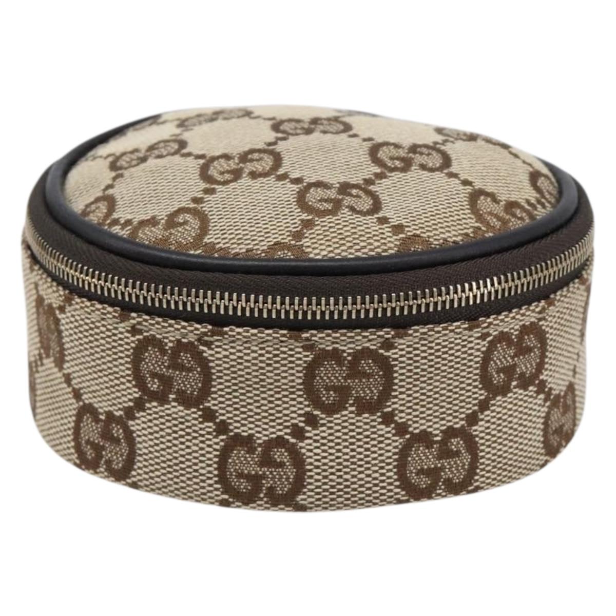 GUCCI GG Canvas Jewelry Case Beige Gold Tone 212247 Auth SW2691V