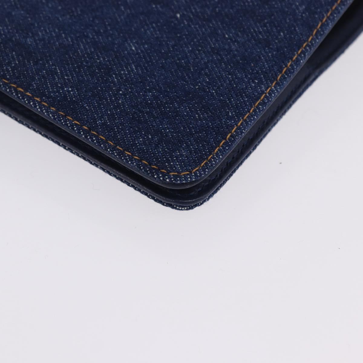 CHANEL COCO Mark Day Planner Cover Denim Blue Gold CC Auth SW2693SAM