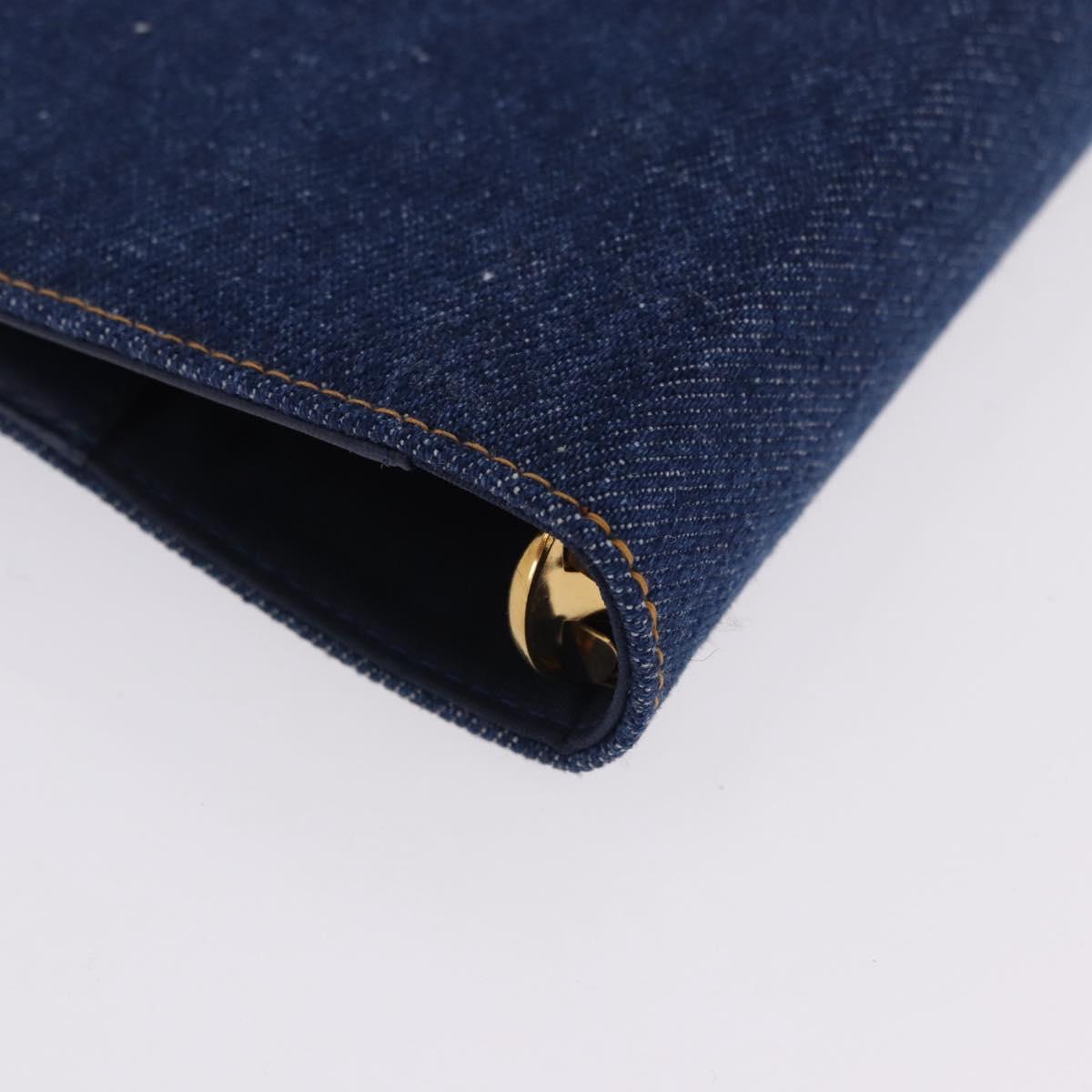 CHANEL COCO Mark Day Planner Cover Denim Blue Gold CC Auth SW2693SAM