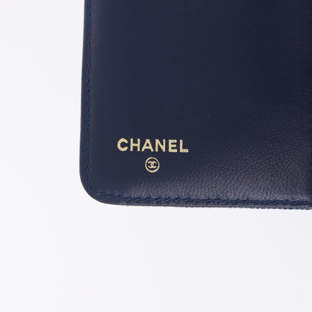 CHANEL COCO Mark Day Planner Cover Denim Blue Gold CC Auth SW2693SAM