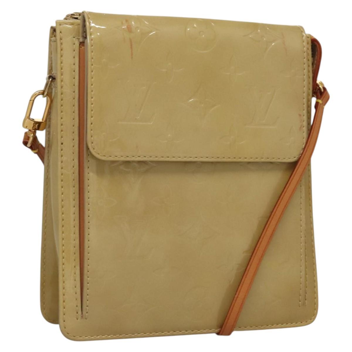 LOUIS VUITTON Monogram Vernis Motto Accessory Pouch Beige M91136 LV Auth sw270