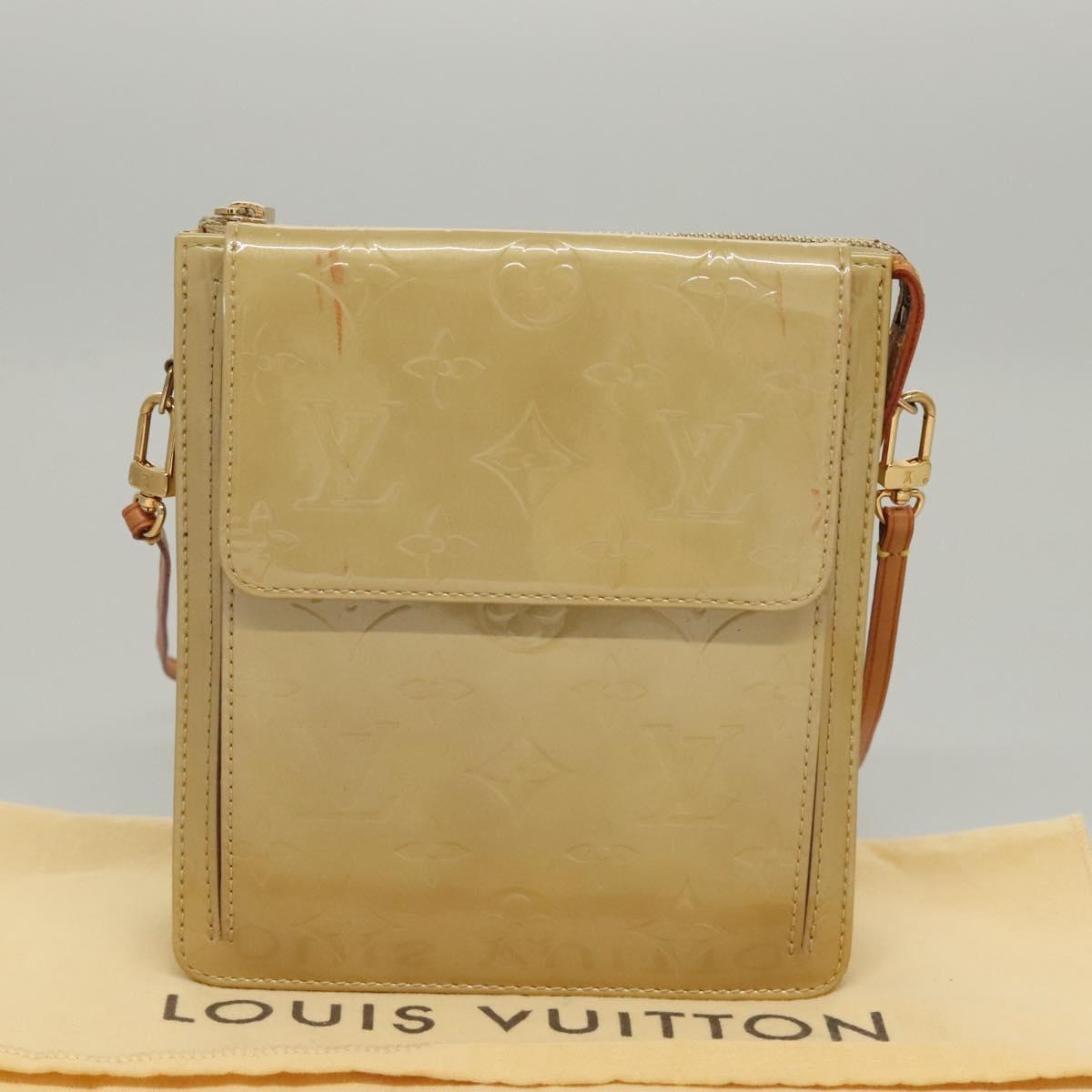 LOUIS VUITTON Monogram Vernis Motto Accessory Pouch Beige M91136 LV Auth sw270