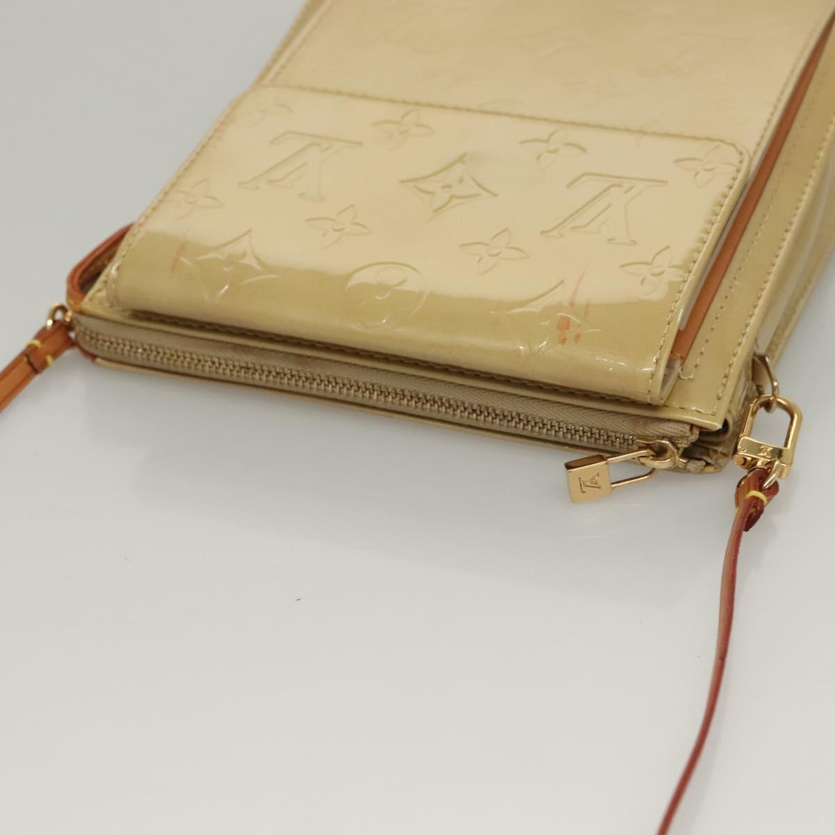 LOUIS VUITTON Monogram Vernis Motto Accessory Pouch Beige M91136 LV Auth sw270