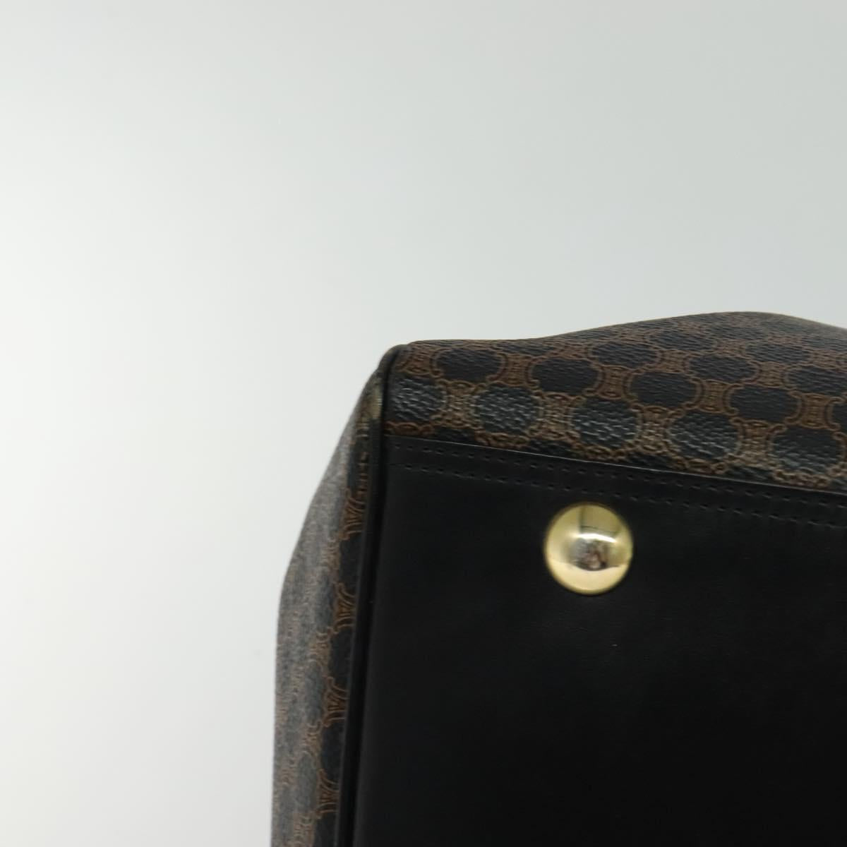 CELINE Macadam Canvas Hand Bag PVC Leather Black Gold Auth sw276