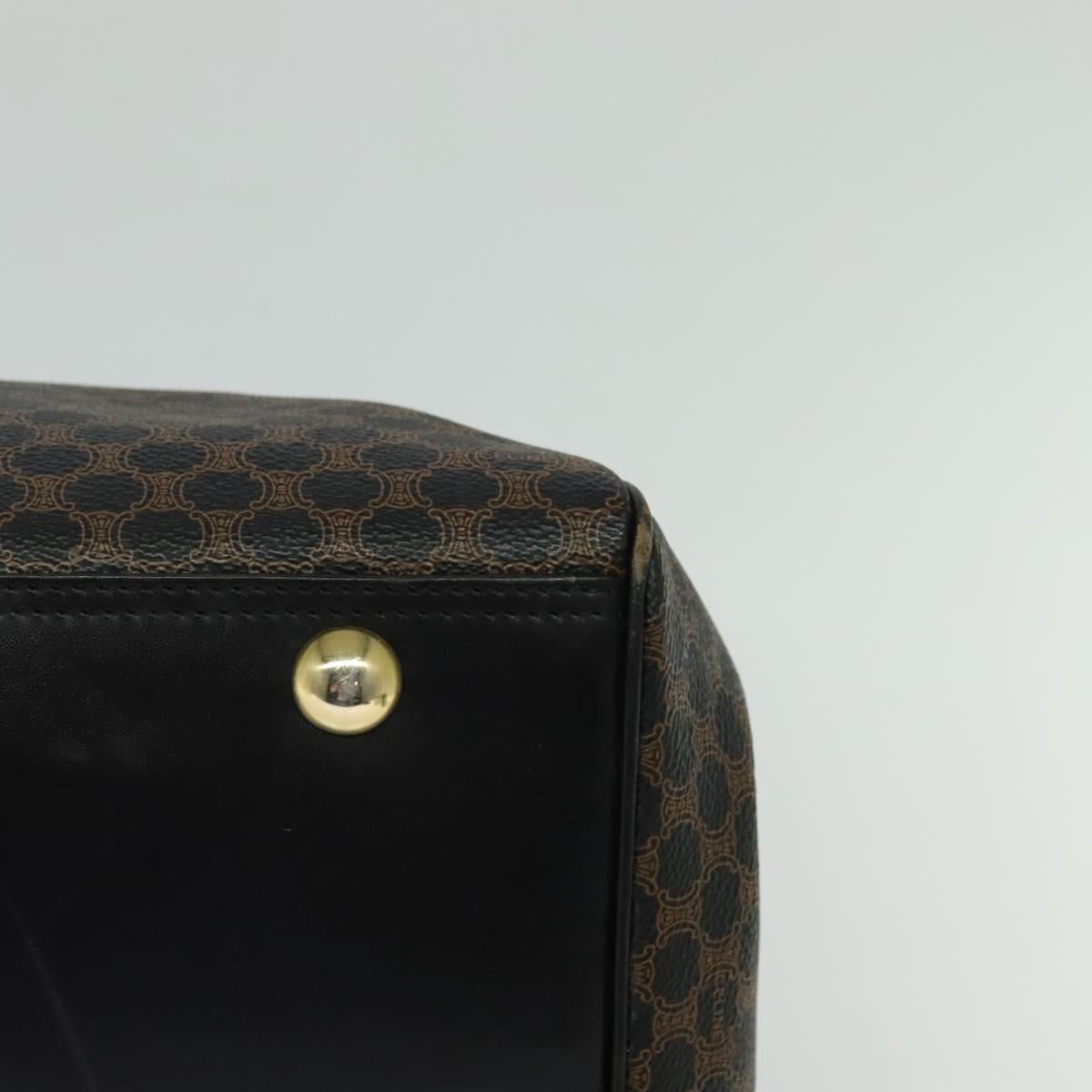 CELINE Macadam Canvas Hand Bag PVC Leather Black Gold Auth sw276