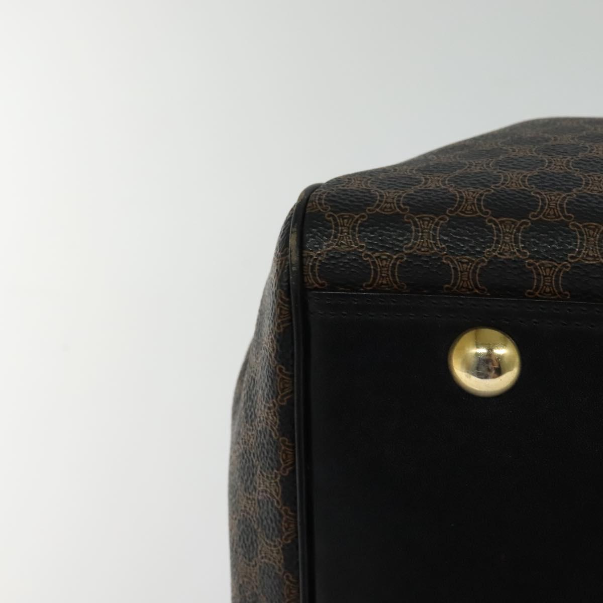 CELINE Macadam Canvas Hand Bag PVC Leather Black Gold Auth sw276