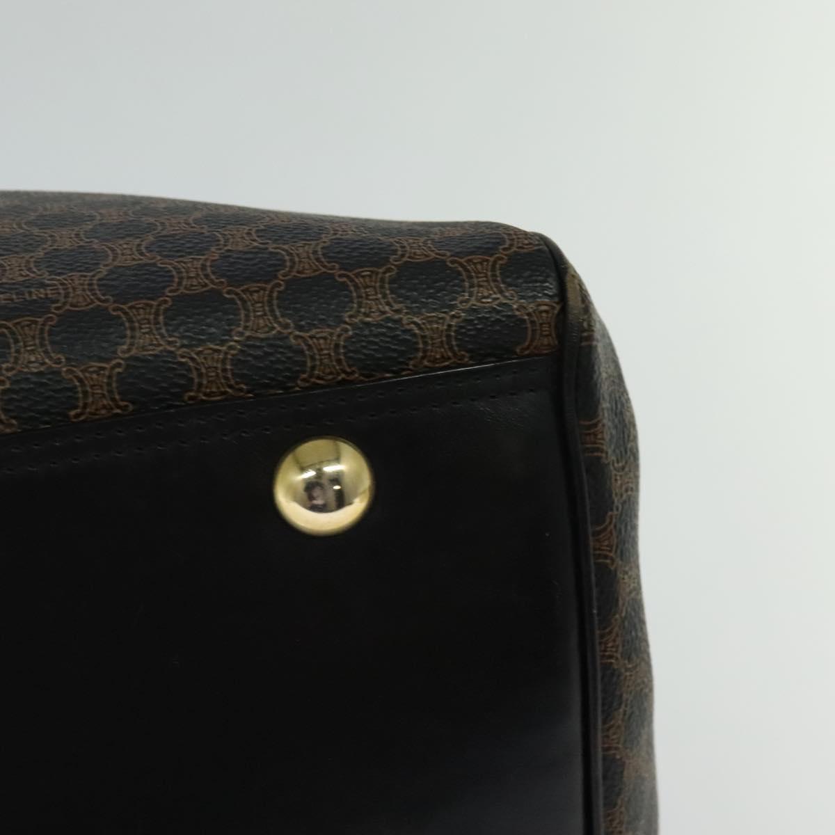 CELINE Macadam Canvas Hand Bag PVC Leather Black Gold Auth sw276