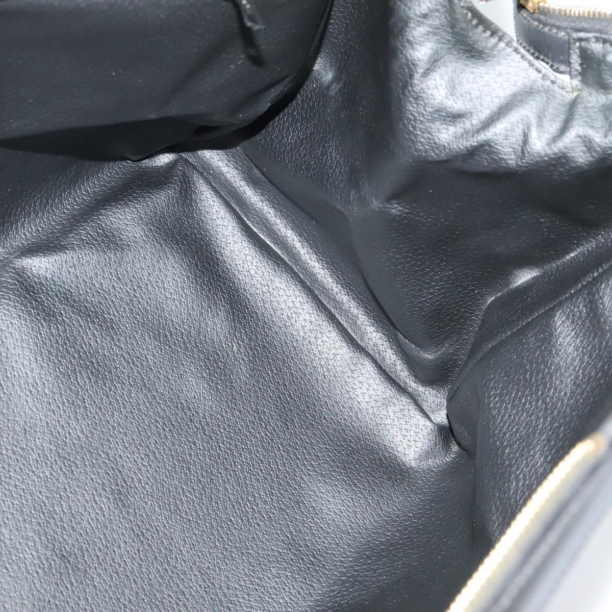 CELINE Macadam Canvas Hand Bag PVC Leather Black Gold Auth sw276