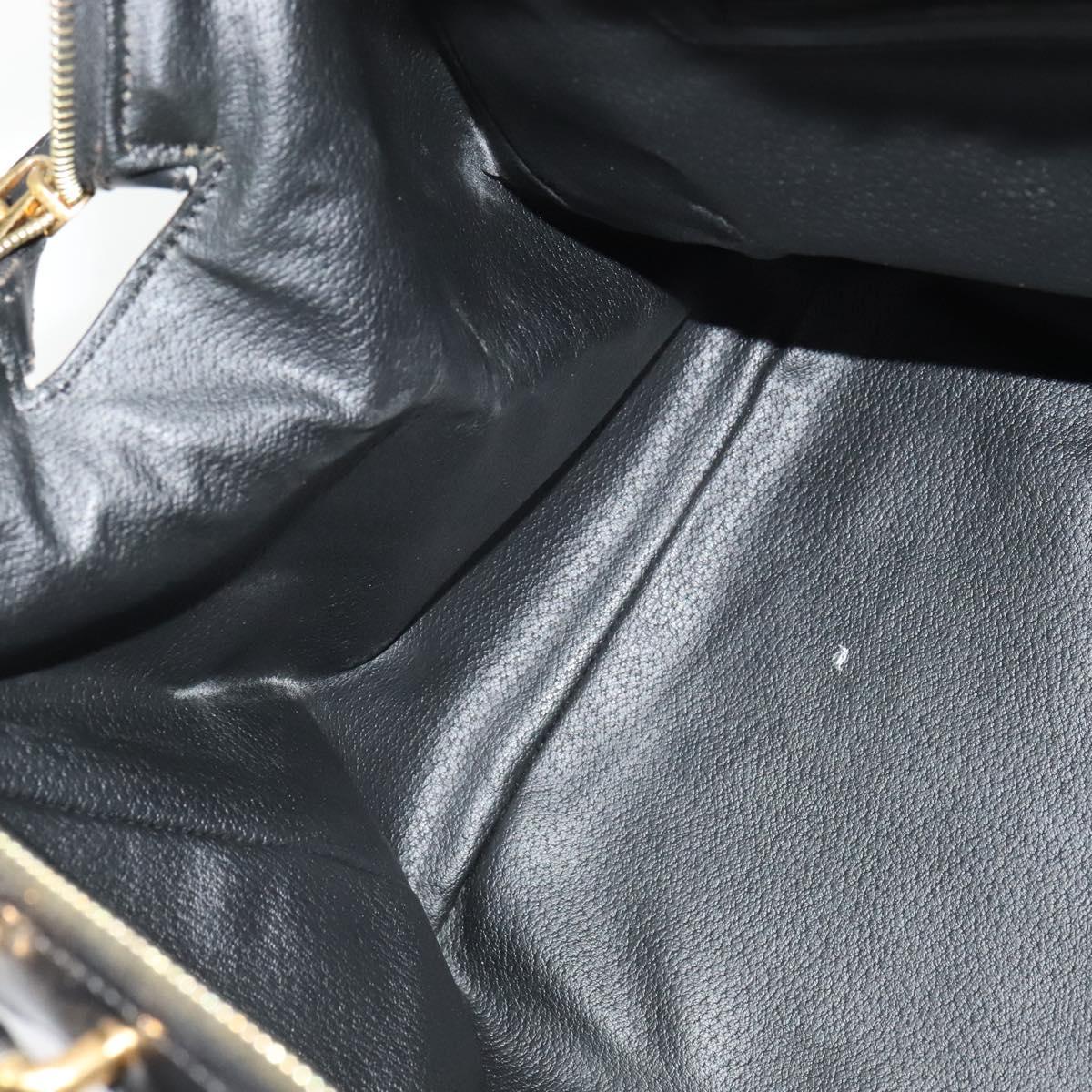 CELINE Macadam Canvas Hand Bag PVC Leather Black Gold Auth sw276