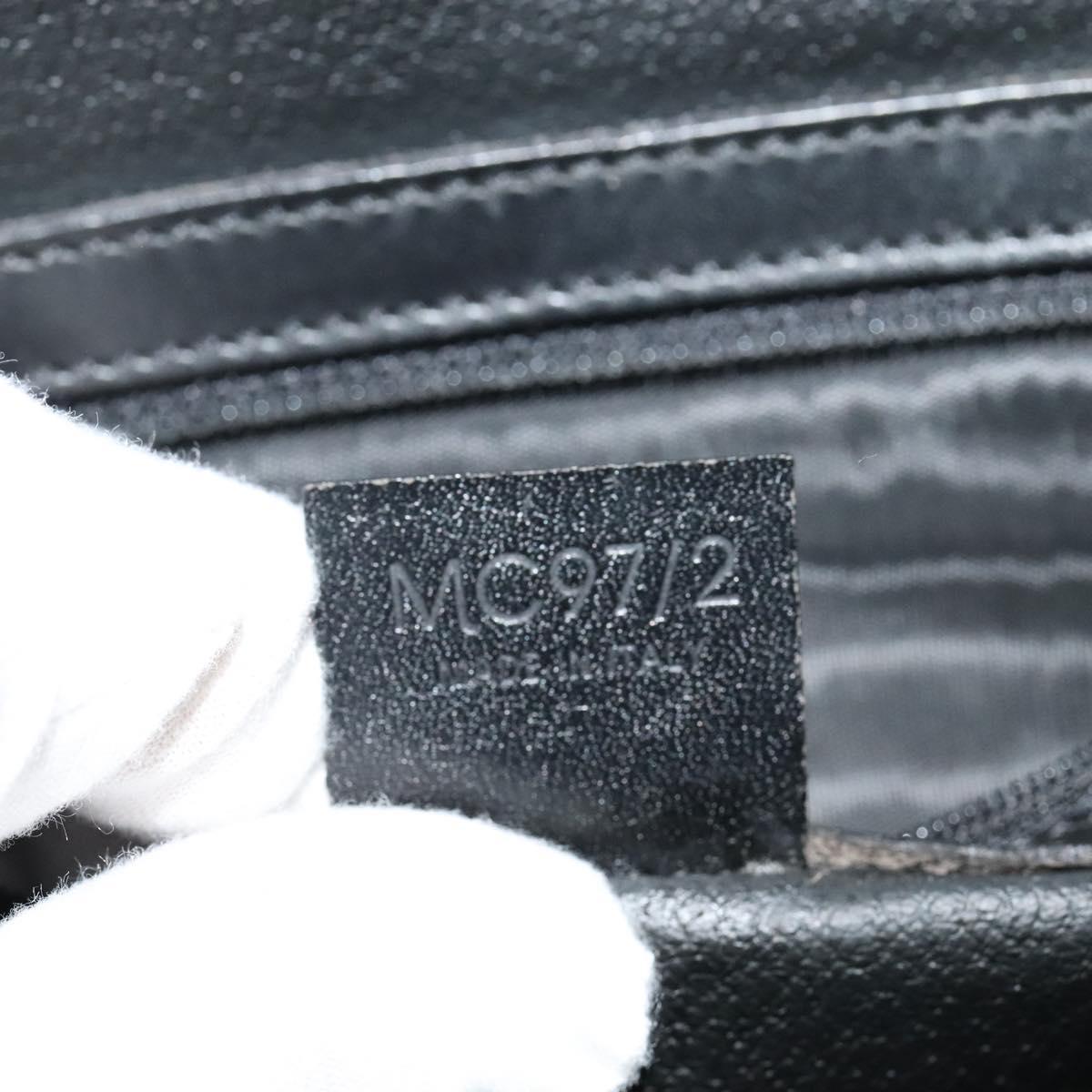 CELINE Macadam Canvas Hand Bag PVC Leather Black Gold Auth sw276