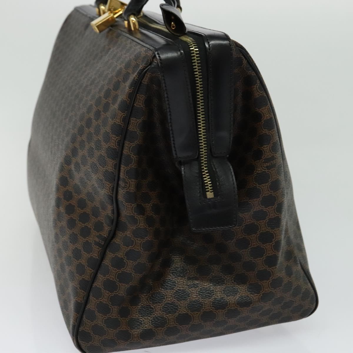 CELINE Macadam Canvas Hand Bag PVC Leather Black Gold Auth sw276