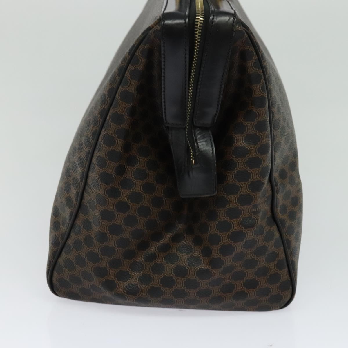 CELINE Macadam Canvas Hand Bag PVC Leather Black Gold Auth sw276