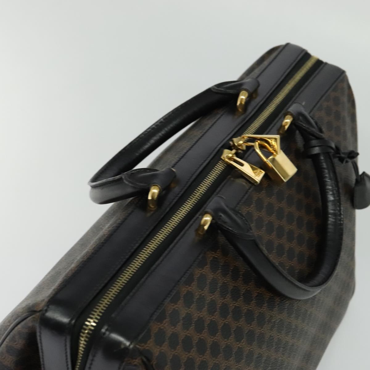 CELINE Macadam Canvas Hand Bag PVC Leather Black Gold Auth sw276